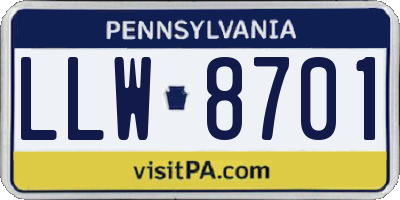 PA license plate LLW8701