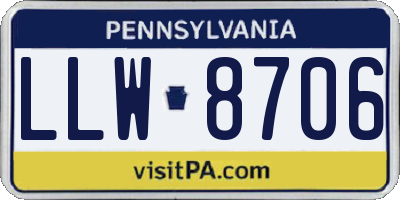 PA license plate LLW8706