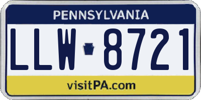 PA license plate LLW8721