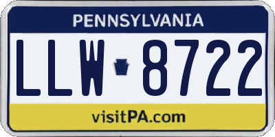PA license plate LLW8722