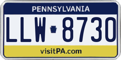PA license plate LLW8730