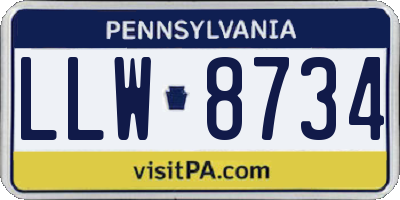 PA license plate LLW8734