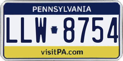 PA license plate LLW8754