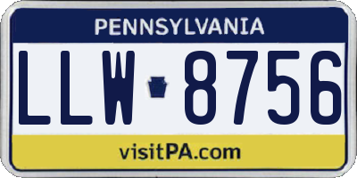 PA license plate LLW8756