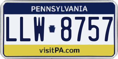 PA license plate LLW8757
