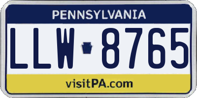 PA license plate LLW8765