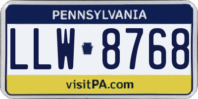 PA license plate LLW8768