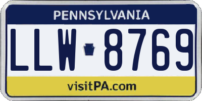 PA license plate LLW8769