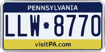 PA license plate LLW8770