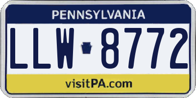PA license plate LLW8772