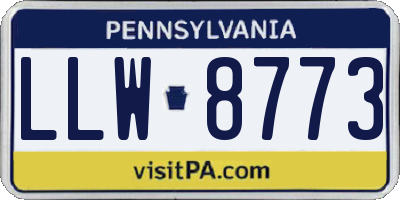 PA license plate LLW8773