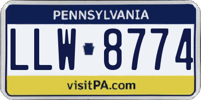 PA license plate LLW8774