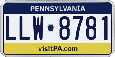 PA license plate LLW8781