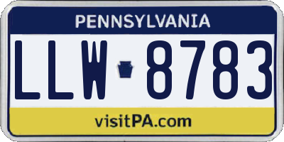 PA license plate LLW8783