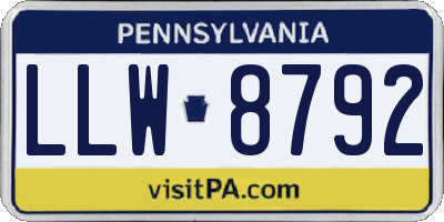 PA license plate LLW8792