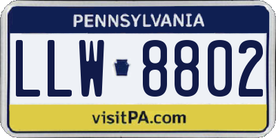 PA license plate LLW8802
