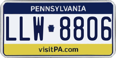 PA license plate LLW8806