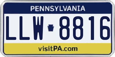 PA license plate LLW8816