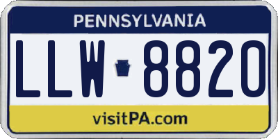PA license plate LLW8820