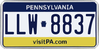 PA license plate LLW8837