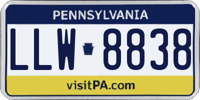 PA license plate LLW8838