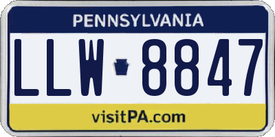PA license plate LLW8847