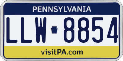 PA license plate LLW8854