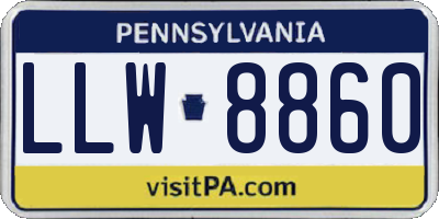 PA license plate LLW8860
