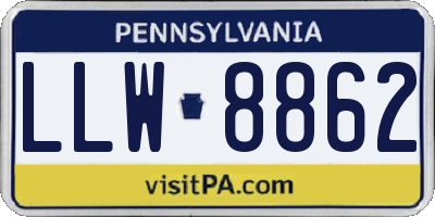 PA license plate LLW8862