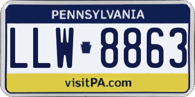 PA license plate LLW8863