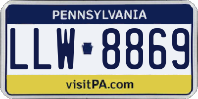 PA license plate LLW8869