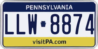 PA license plate LLW8874