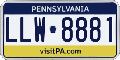 PA license plate LLW8881