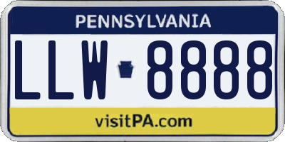 PA license plate LLW8888