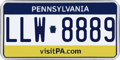 PA license plate LLW8889