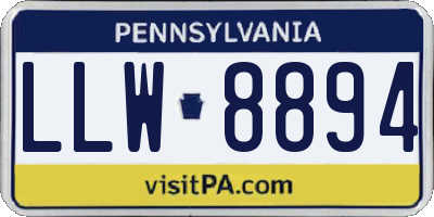 PA license plate LLW8894