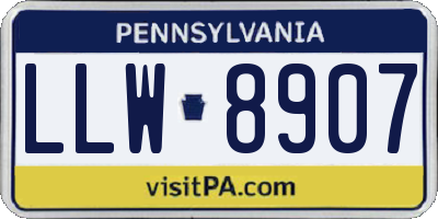 PA license plate LLW8907