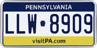 PA license plate LLW8909
