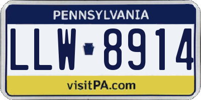 PA license plate LLW8914