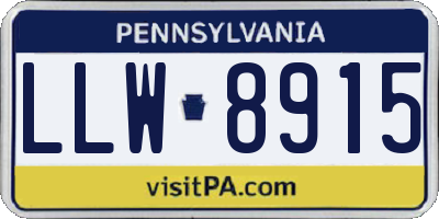 PA license plate LLW8915