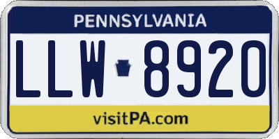 PA license plate LLW8920