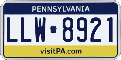 PA license plate LLW8921