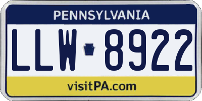PA license plate LLW8922