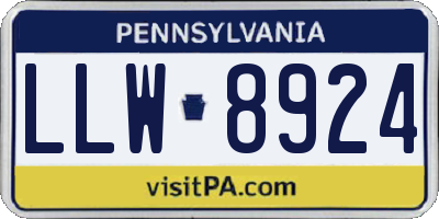 PA license plate LLW8924