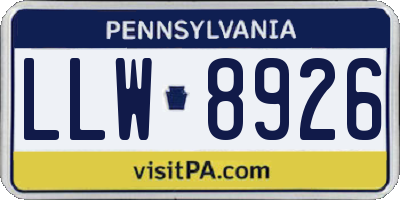 PA license plate LLW8926