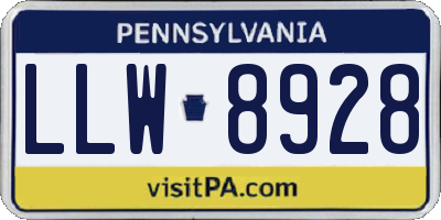 PA license plate LLW8928