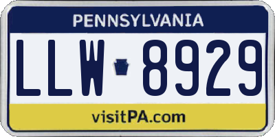 PA license plate LLW8929