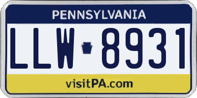PA license plate LLW8931