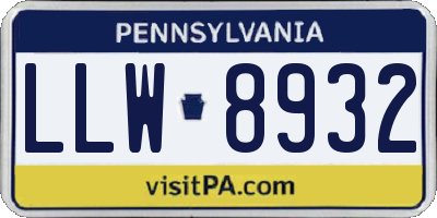 PA license plate LLW8932