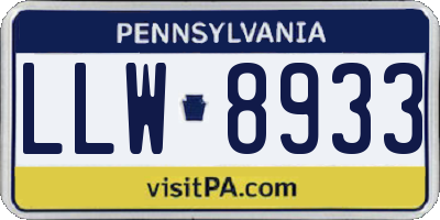 PA license plate LLW8933